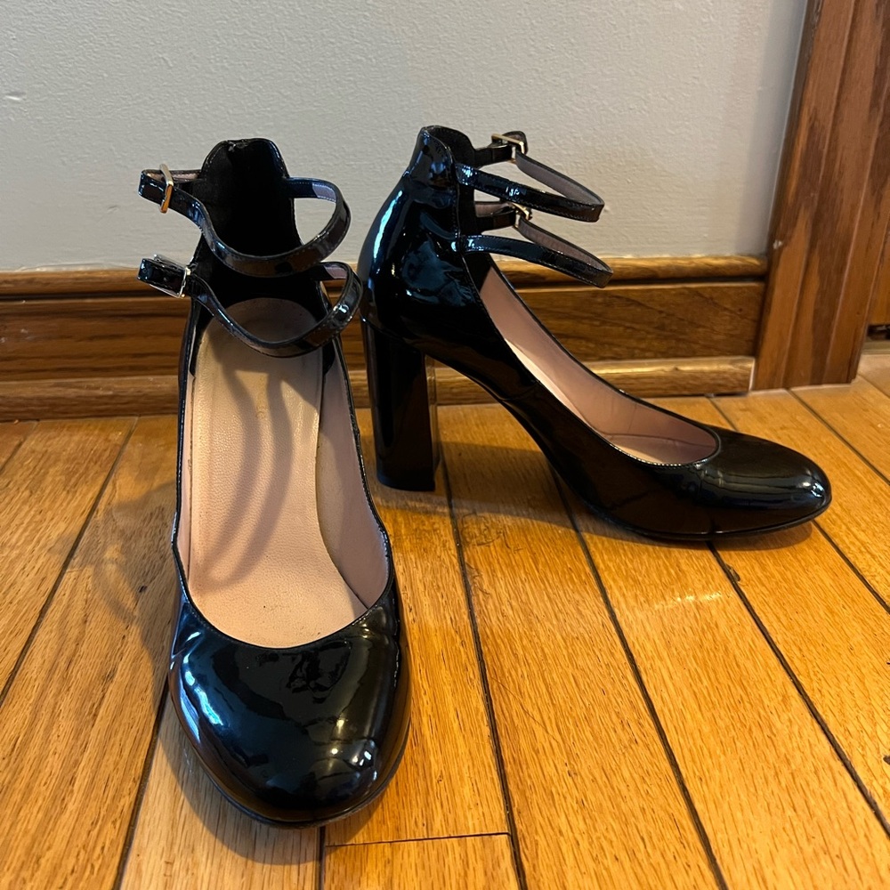 Kate Spade Black Patent Heels with Double Straps